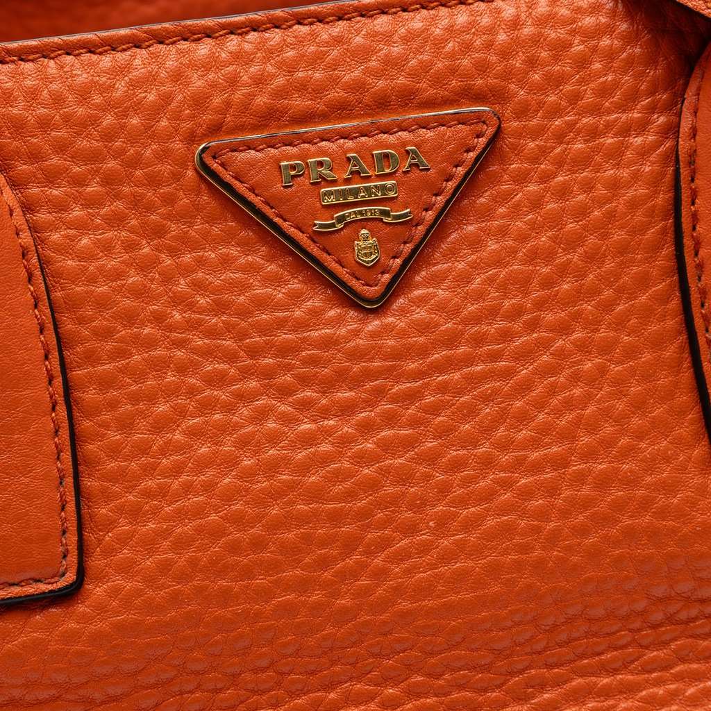 Prada Vitello Daino Open Convertible Tote Orange Leather Very good condition - Box View