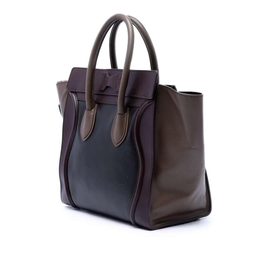 Celine Mini Tricolor Calfskin Luggage Tote Black Leather Good - Back View