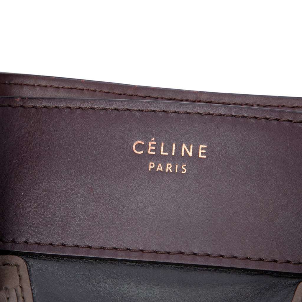 Celine Mini Tricolor Calfskin Luggage Tote Black Leather Good - Box View