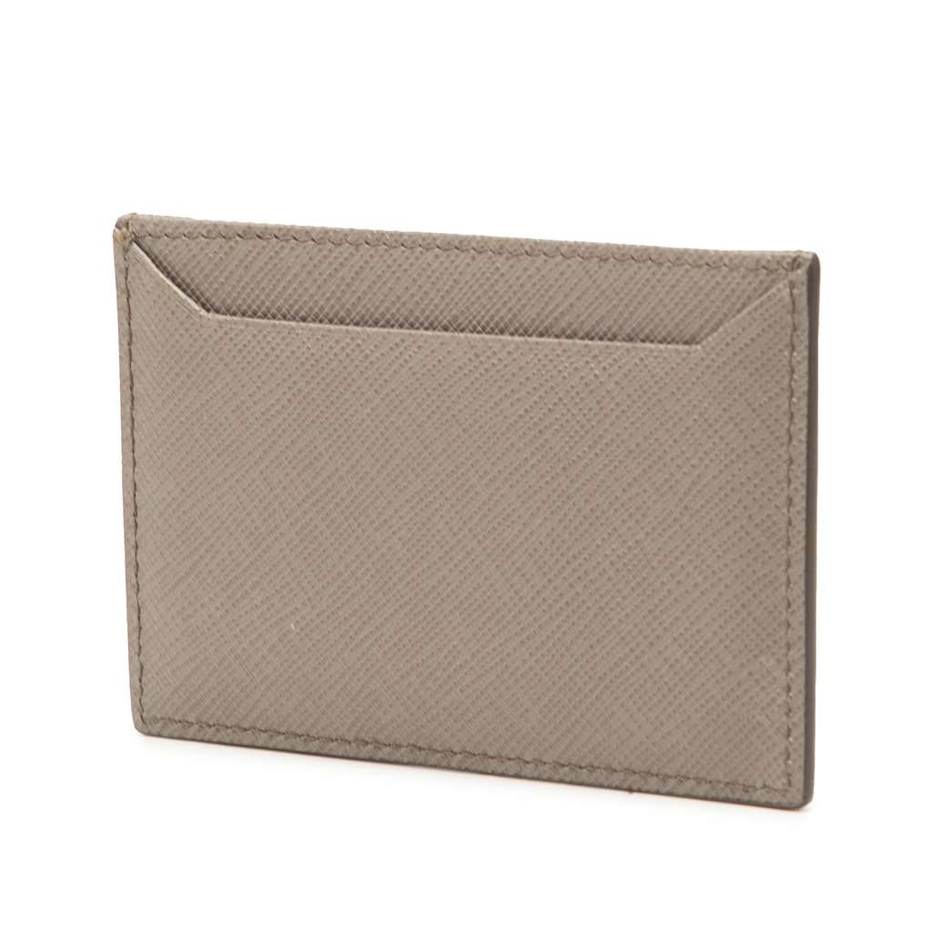 Prada Saffiano Card Holder Brown Leather Very good - Back View