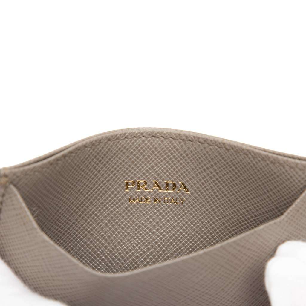 Prada Saffiano Card Holder Brown Leather Very good - Box View