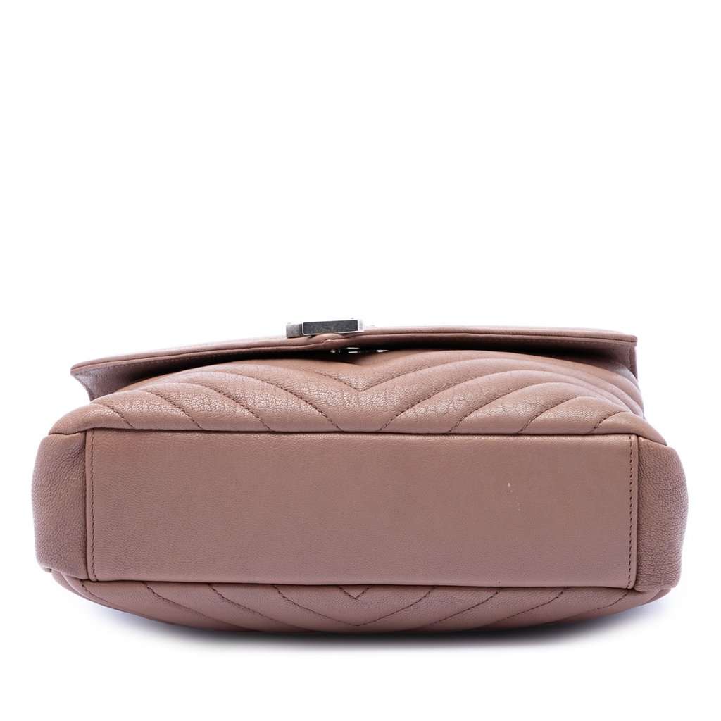 Saint Laurent Medium Chevron Sheepskin Monogram College Satchel Brown Leather Good condition - Inside View