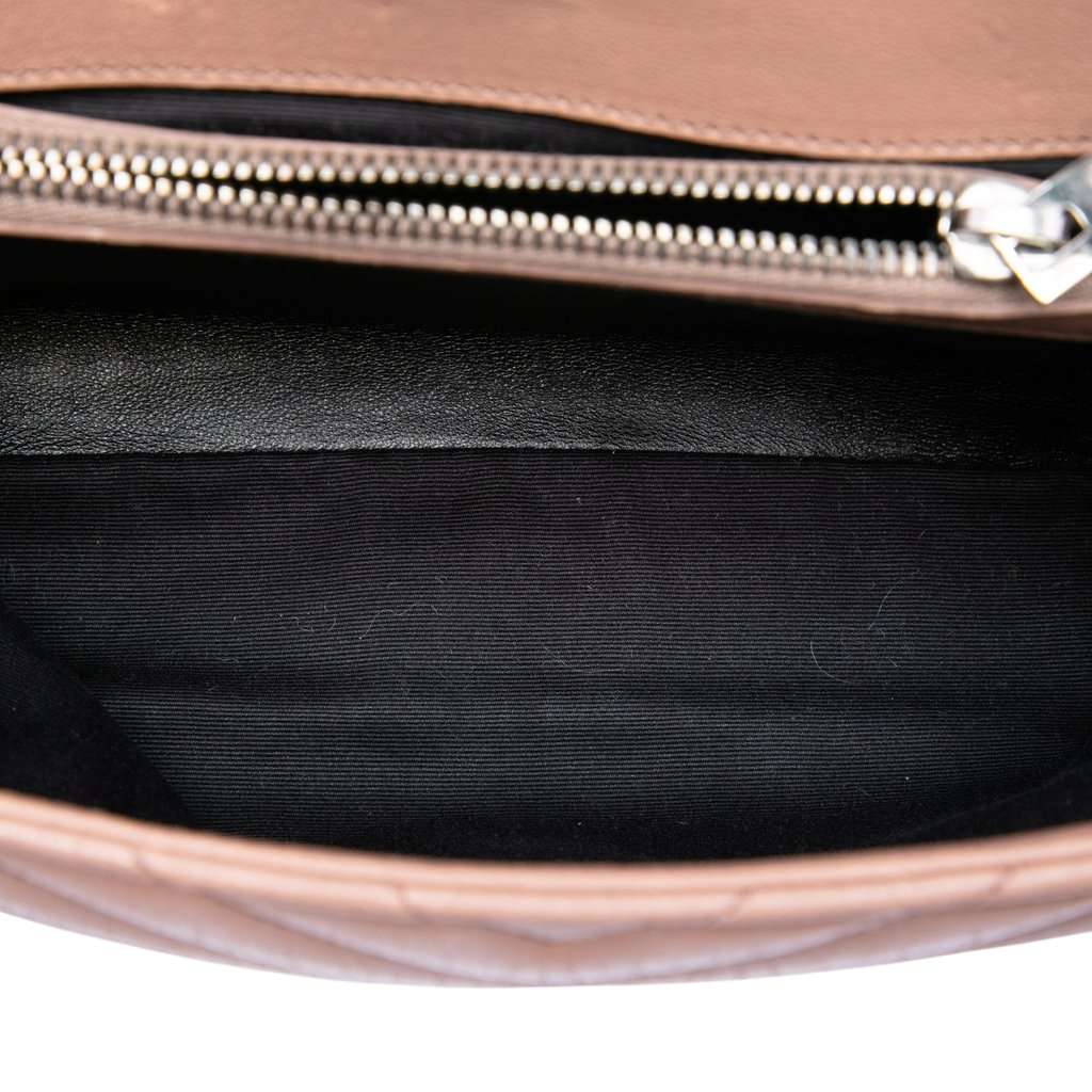 Saint Laurent Medium Chevron Sheepskin Monogram College Satchel Brown Leather Good condition - Model View