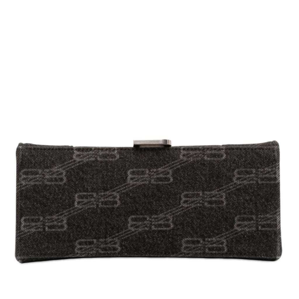 Balenciaga Small BB Monogram Denim Hourglass Top Handle Bag Black Very good - Inside View