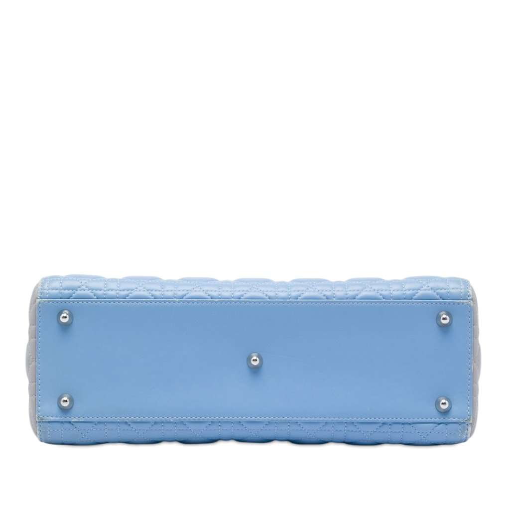 Dior Large Bicolor Lambskin Cannage Lady Dior Blue Leather Very good condition - Inside View
