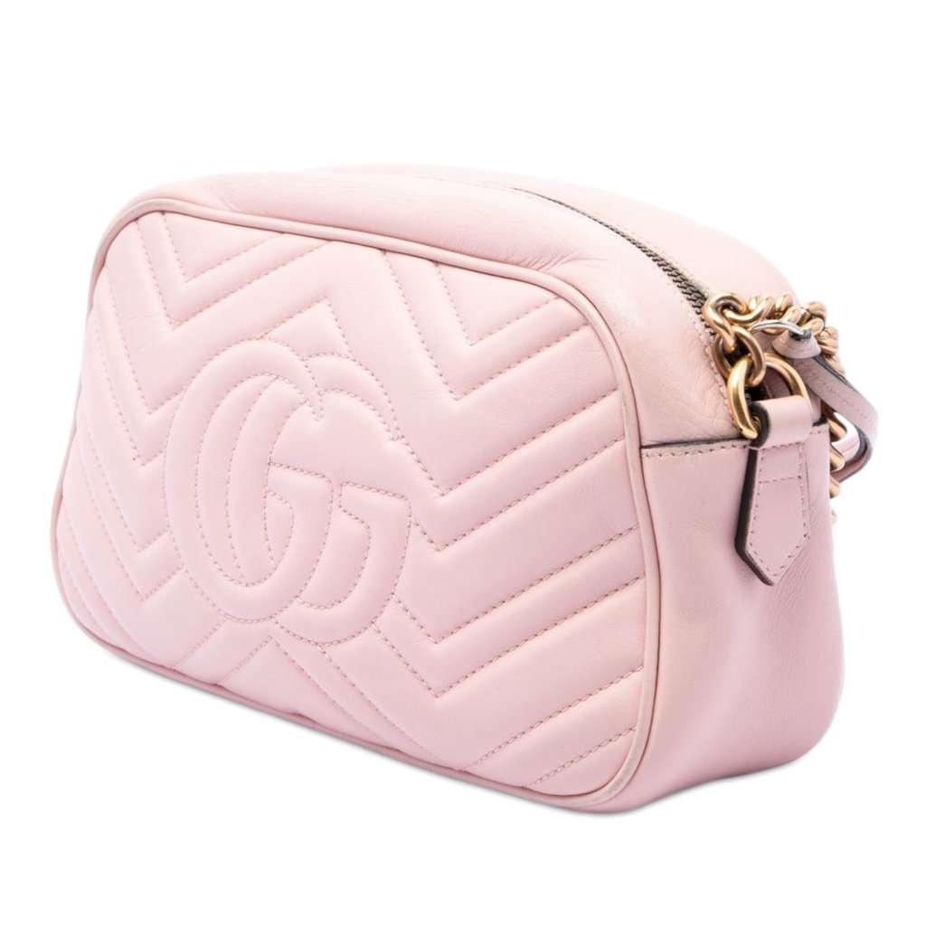 Gucci Small GG Marmont Matelasse Calfskin Crossbody Pink Leather Very good - Back View