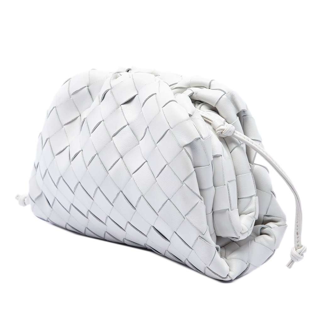 Bottega Veneta Nappa Intrecciato The Mini Pouch Crossbody White Leather Very good - Back View