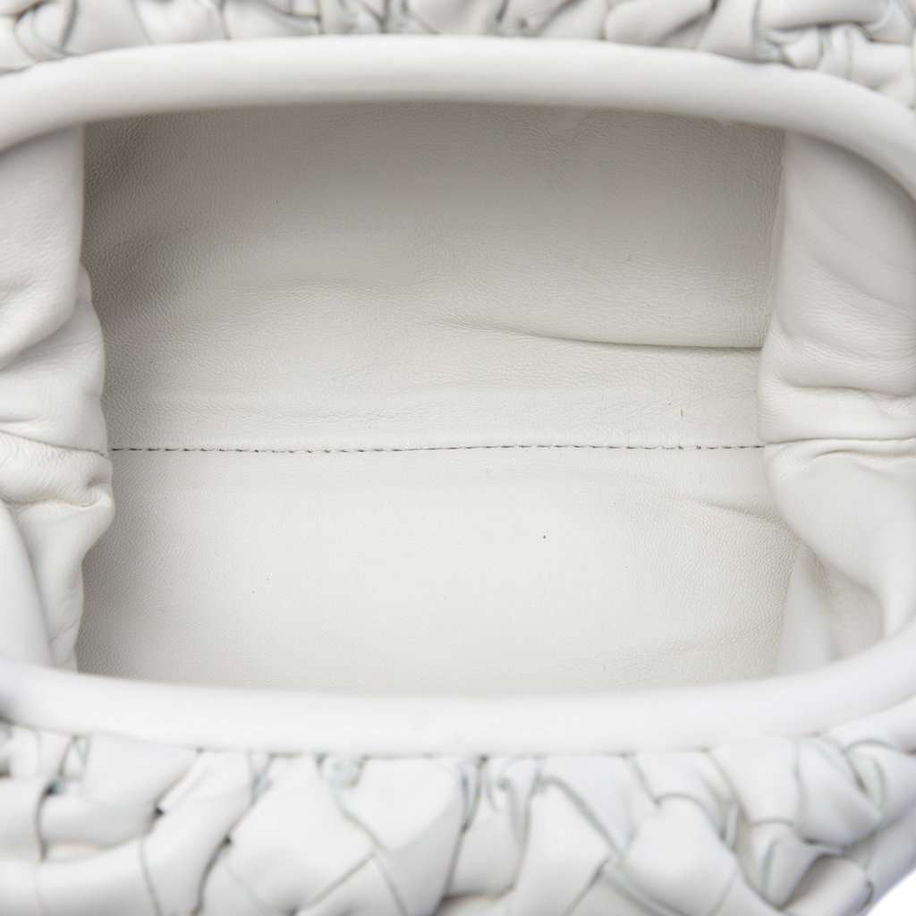 Bottega Veneta Nappa Intrecciato The Mini Pouch Crossbody White Leather Very good - Model View