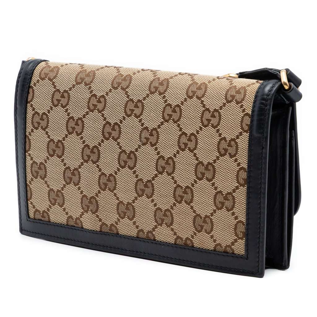Gucci GG Canvas Lady Web Wallet On Strap Beige Very good condition - Back View