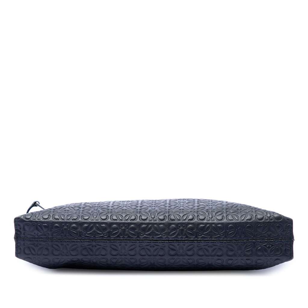 Loewe Embossed Anagram Leather Repeat T Clutch Blue Leather Very good condition - Inside View