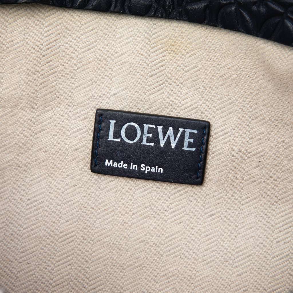 Loewe Embossed Anagram Leather Repeat T Clutch Blue Leather Very good condition - Box View