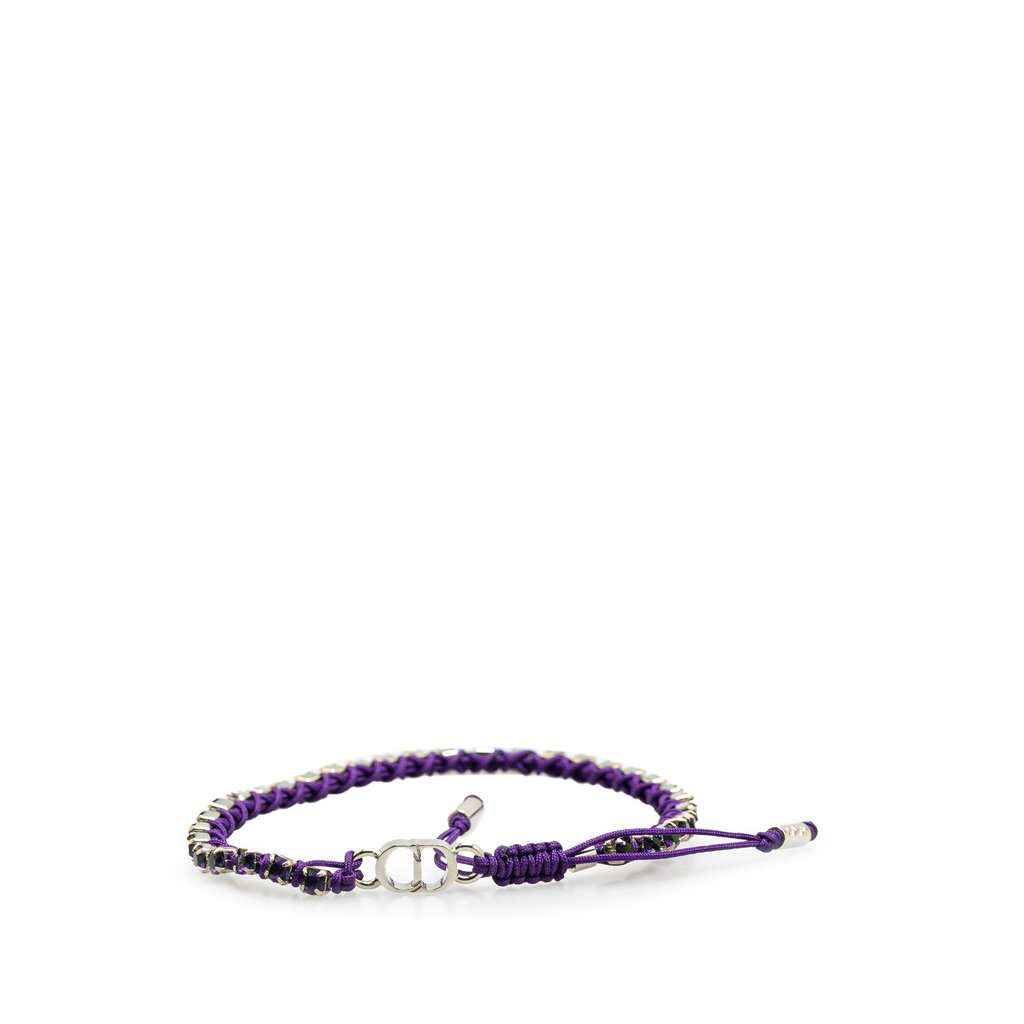 Dior Palladium Plated Crystal Technical Rope Adjustable Bracelet Silver Metal Very good condition - Front View