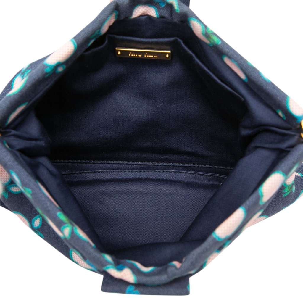 Miu Miu Canvas Apple Print Frame Flat Pouch Blue Very good condition - Model View