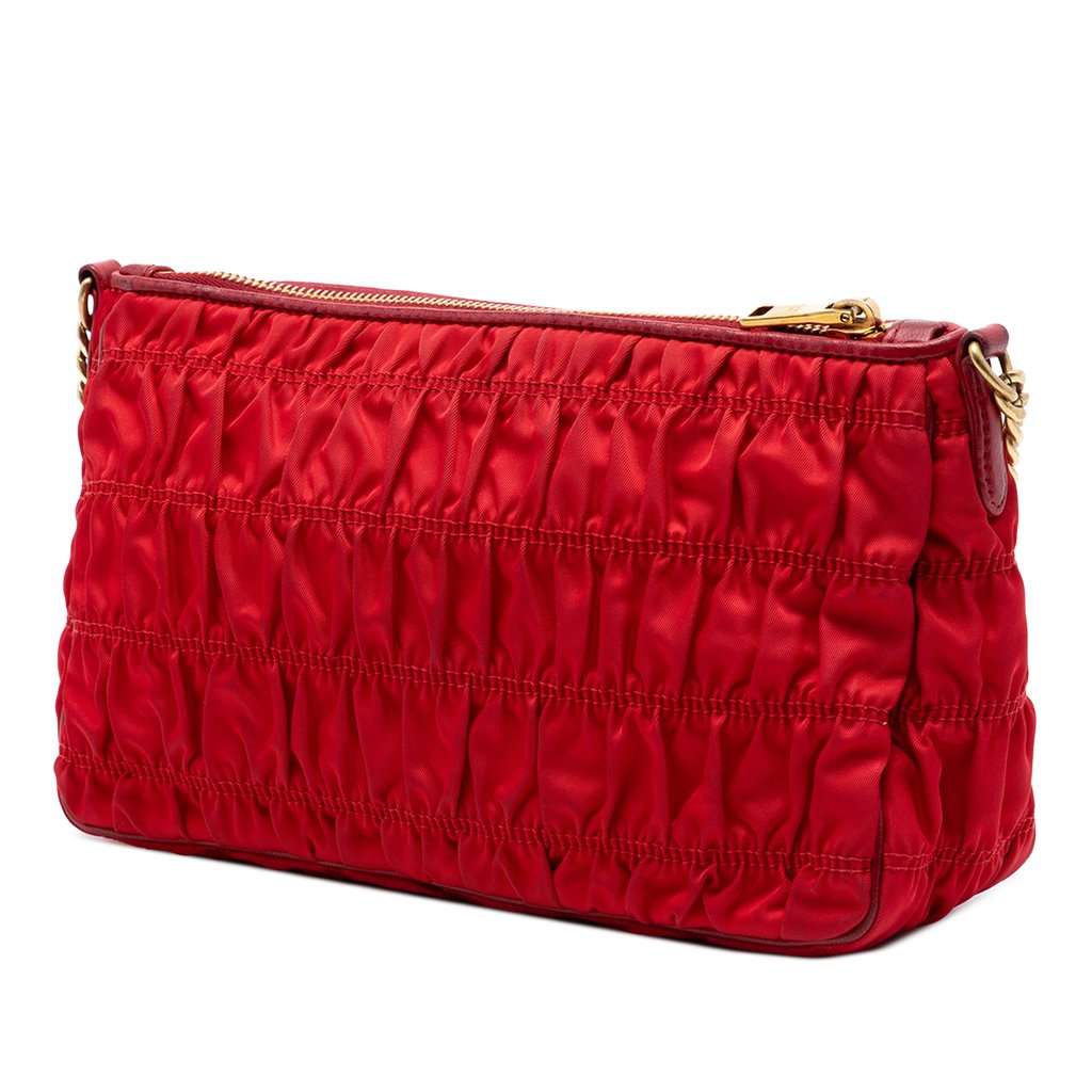 Prada Tessuto Gaufre Crossbody Red Very good condition - Back View