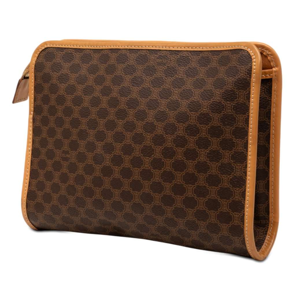 Celine Macadam Coated Canvas Clutch Brown Very good - Back View