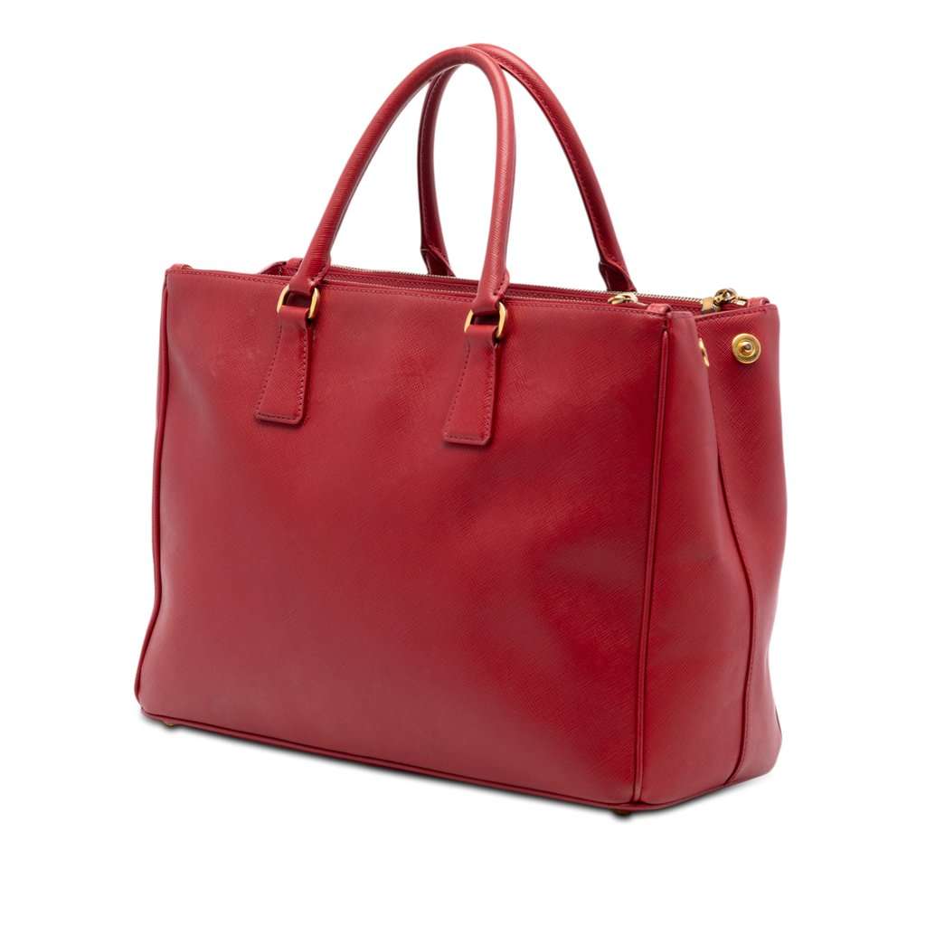 Prada Large Saffiano Lux Galleria Double Zip Satchel Red Leather Very good condition - Back View