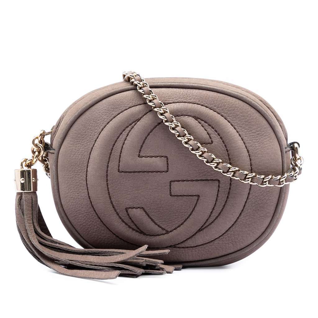Gucci Mini Nubuck Soho Chain Crossbody Brown Leather Very good condition - Front View
