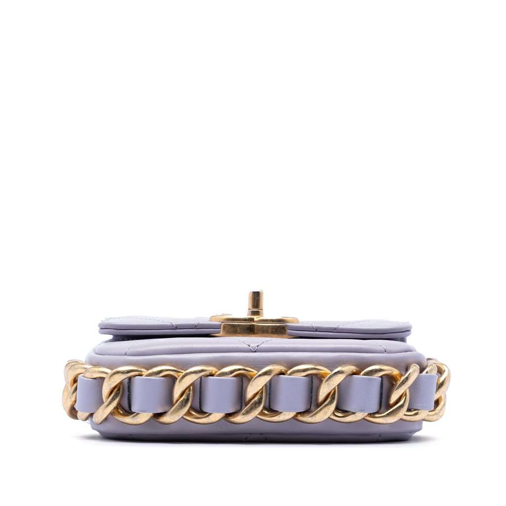 Chanel Mini Quilted Calfskin Framing Chain Flap Purple Leather Very good condition - Inside View