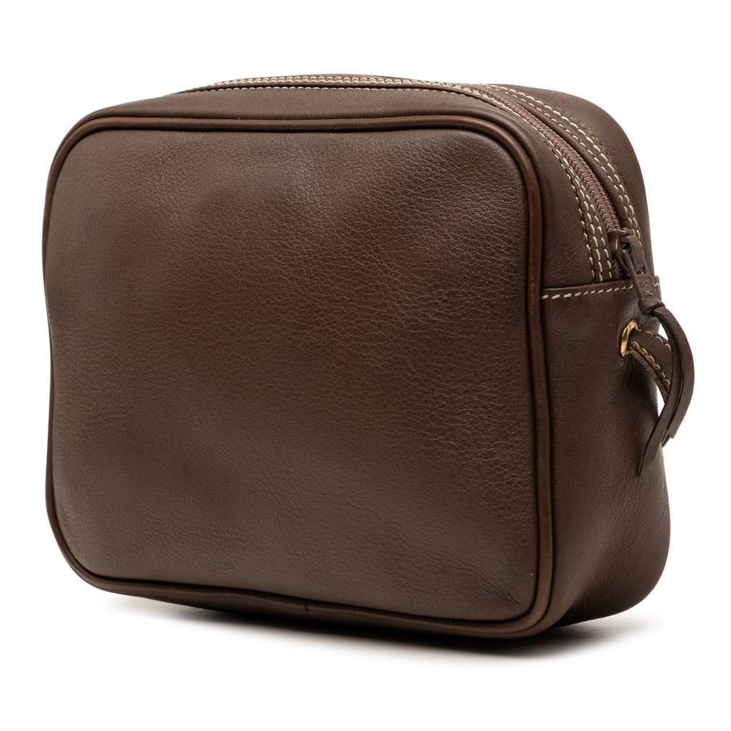 Dior Leather Stitched CD Logo Camera Bag Brown Leather Very good condition - Back View