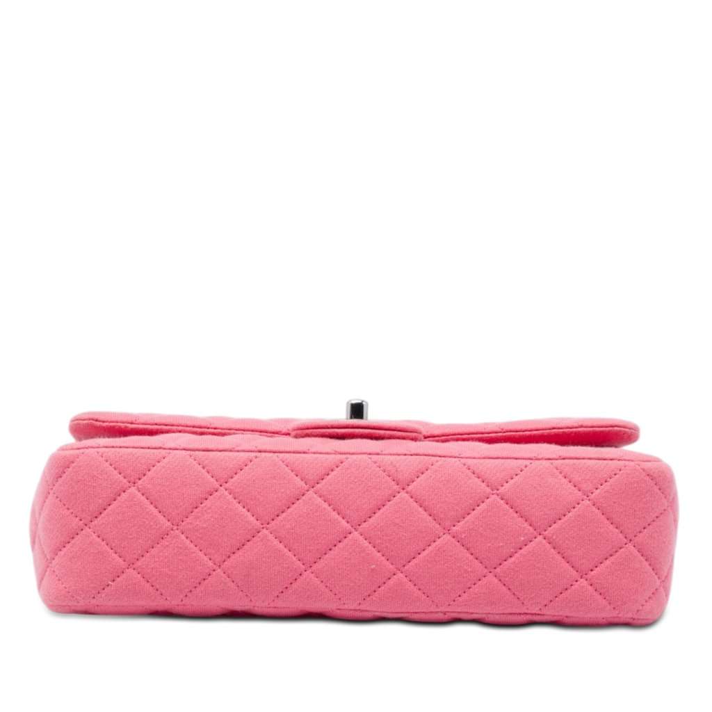 Chanel Medium Classic Jersey Double Flap Pink Very good condition - Inside View