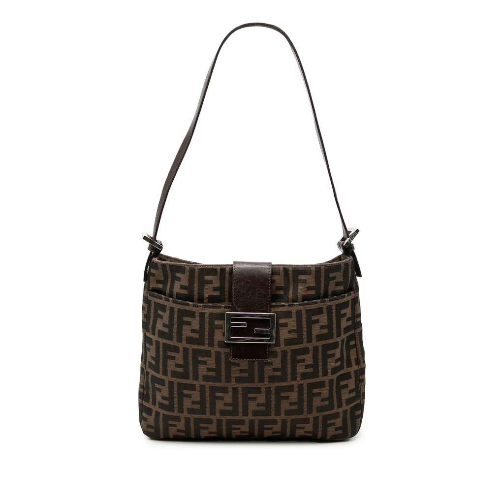 Fendi Zucca Canvas Shoulder Bag Brown Very good condition - Front View