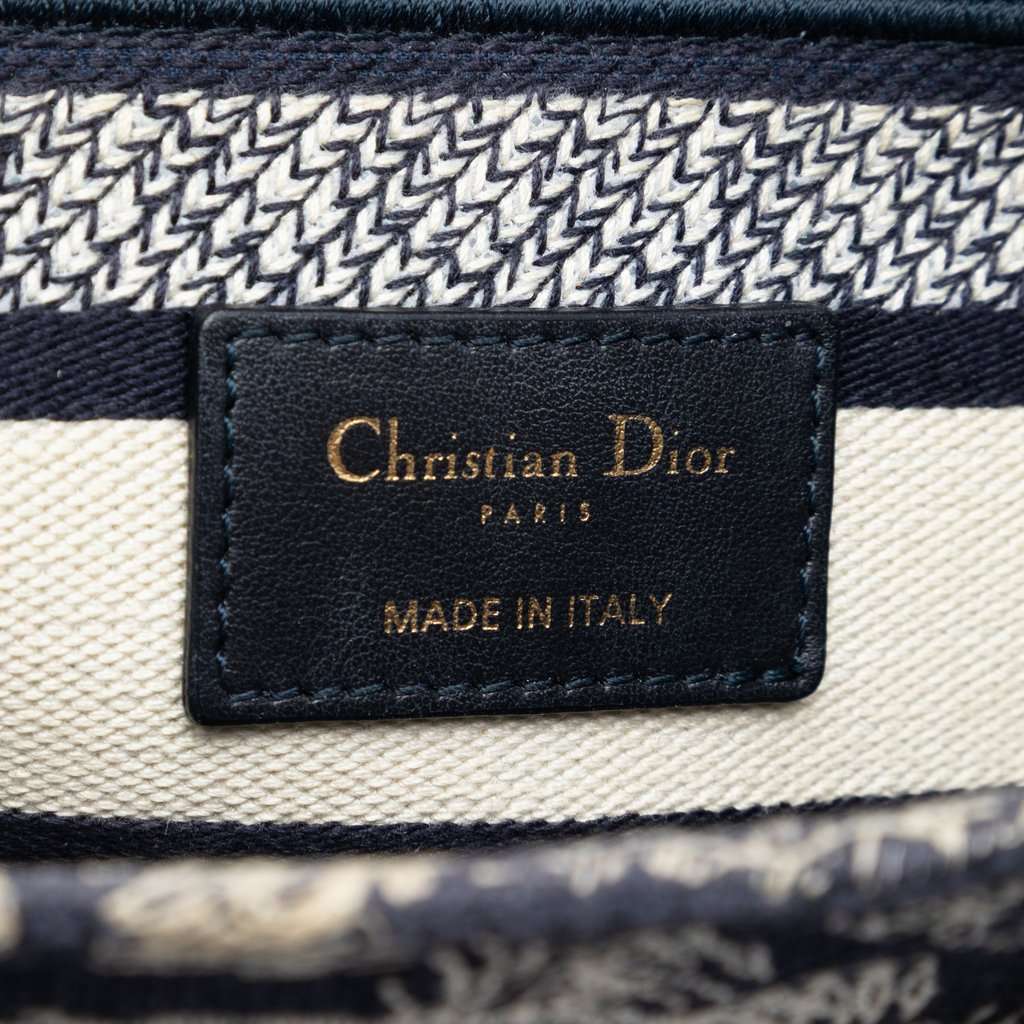 Dior Medium Embroidered Canvas Toile de Jouy Lady D Lite Blue Very good condition - Box View