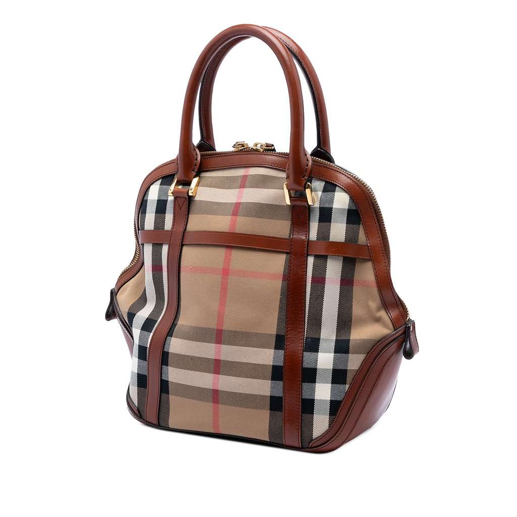 Burberry Medium House Check Canvas Bridle Orchard Handbag Brown Very good condition - Back View