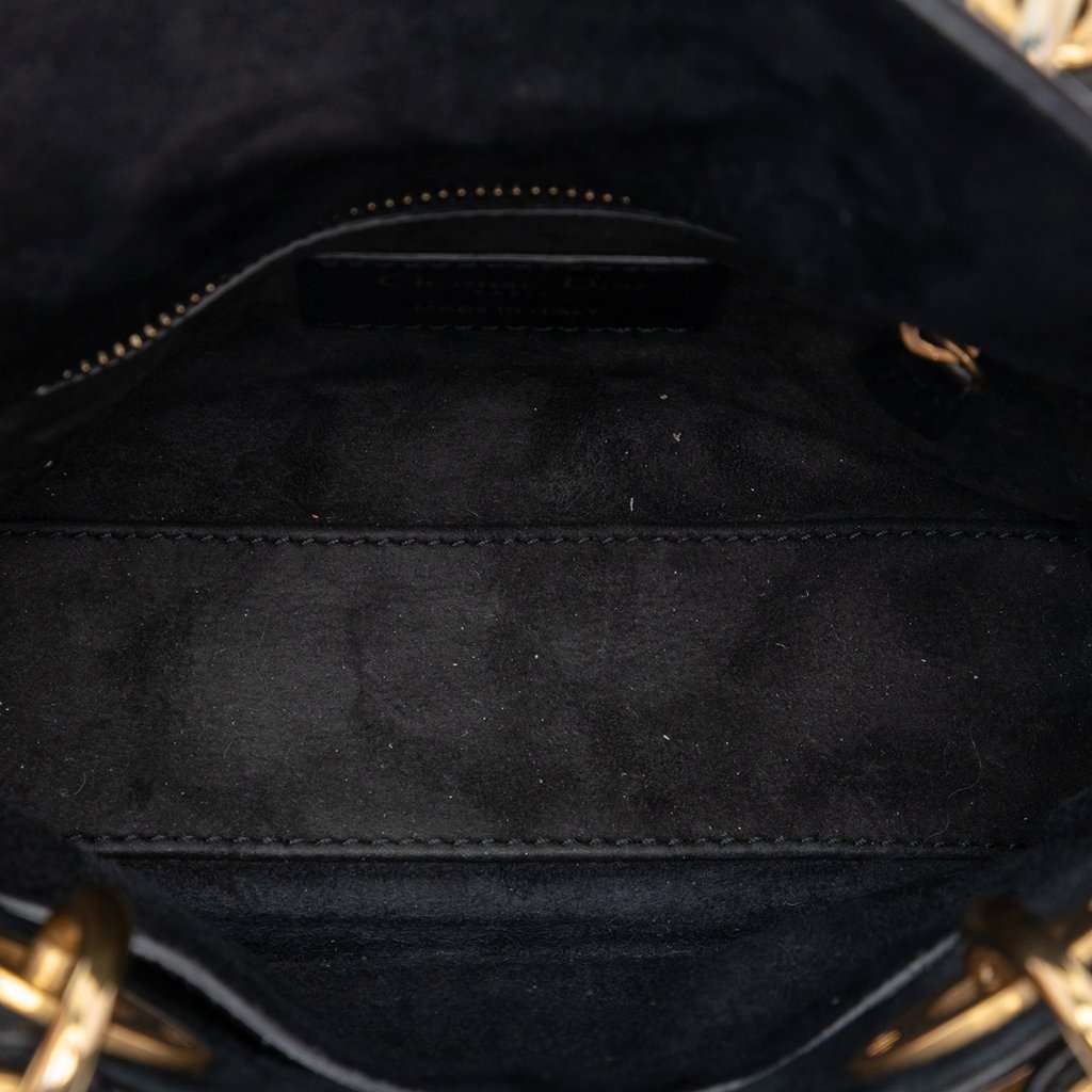Dior Mini Lambskin Cannage Studded Supple Lady Dior Black Leather Very good condition - Model View