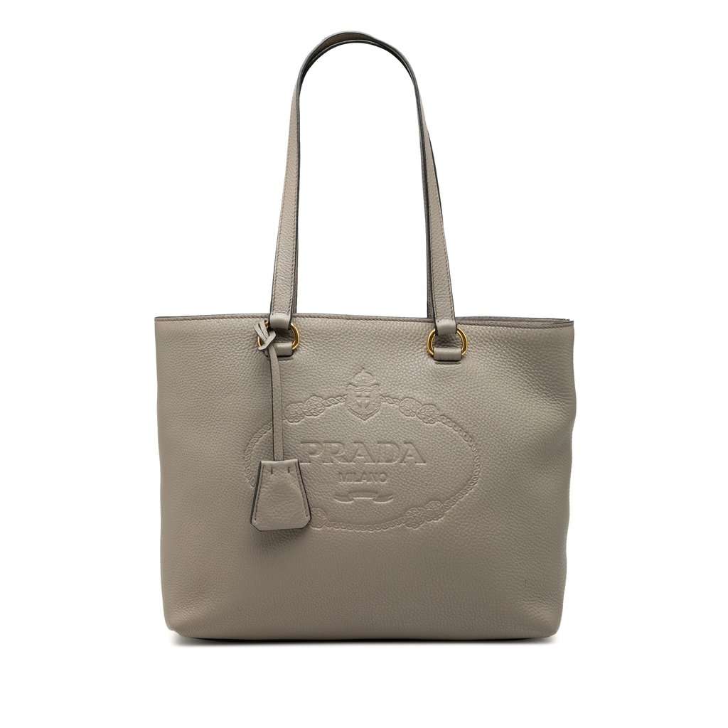 Prada Vitello Daino Canapa Logo Tote Brown Leather Very good - Front View