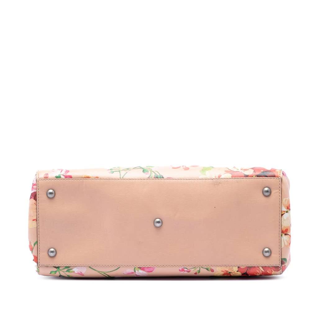 Gucci Medium Calfskin Blooms Bamboo Shopper Satchel Pink Leather Very good - Inside View