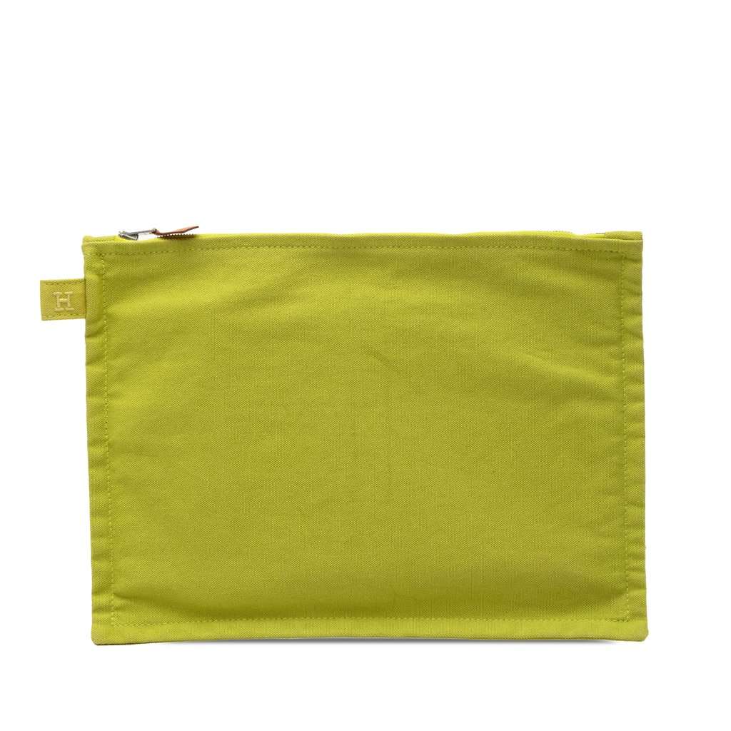 Hermès Toile Bora Bora Zip Pouch GM Green Very good condition - Front View