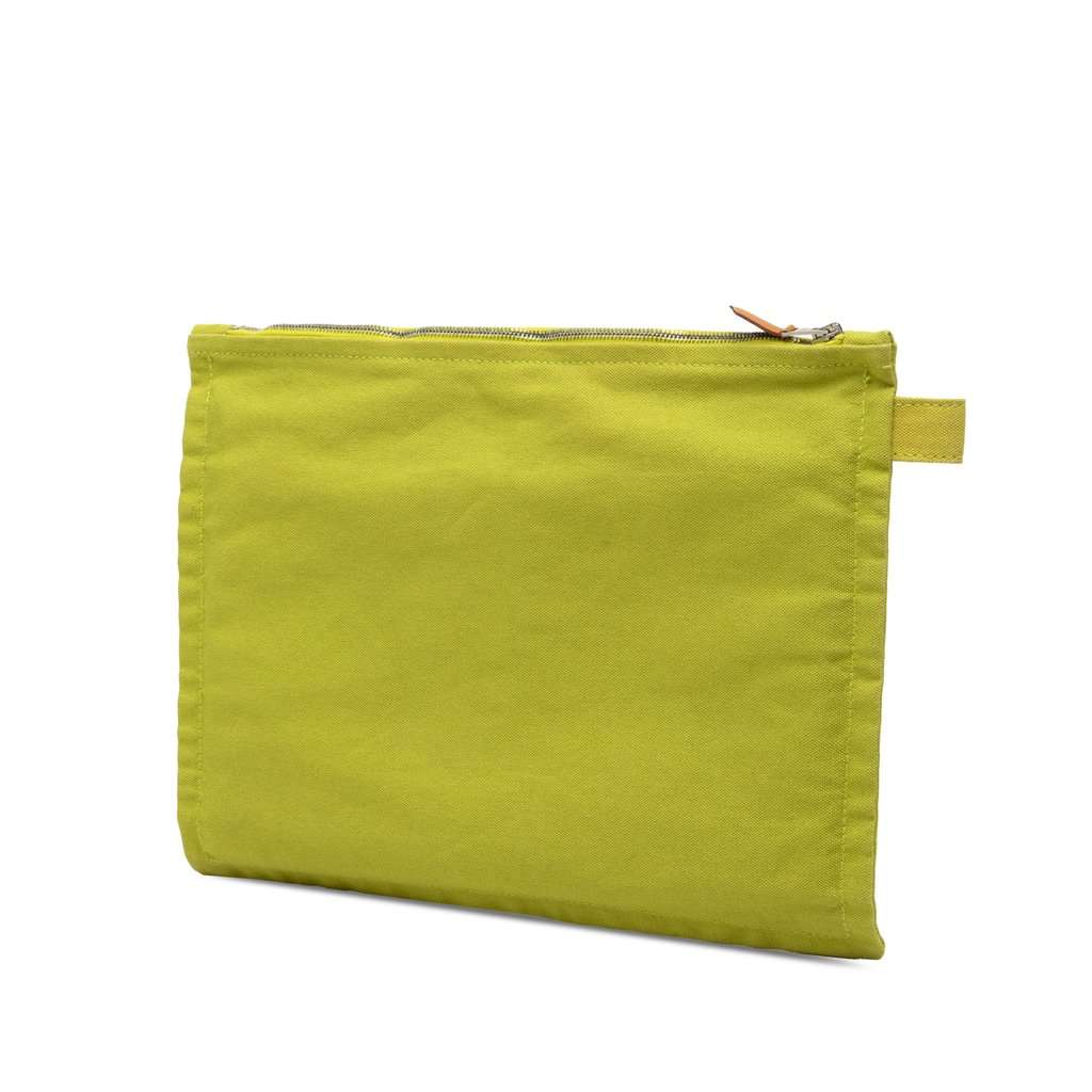 Hermès Toile Bora Bora Zip Pouch GM Green Very good condition - Back View