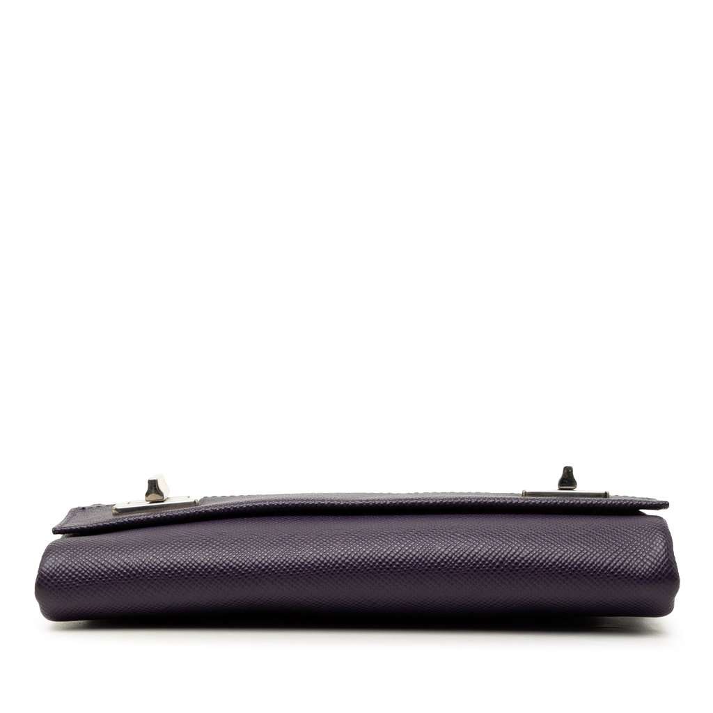 Prada Saffiano Cuir Twist Lock Chain Flap Purple Leather Very good - Inside View