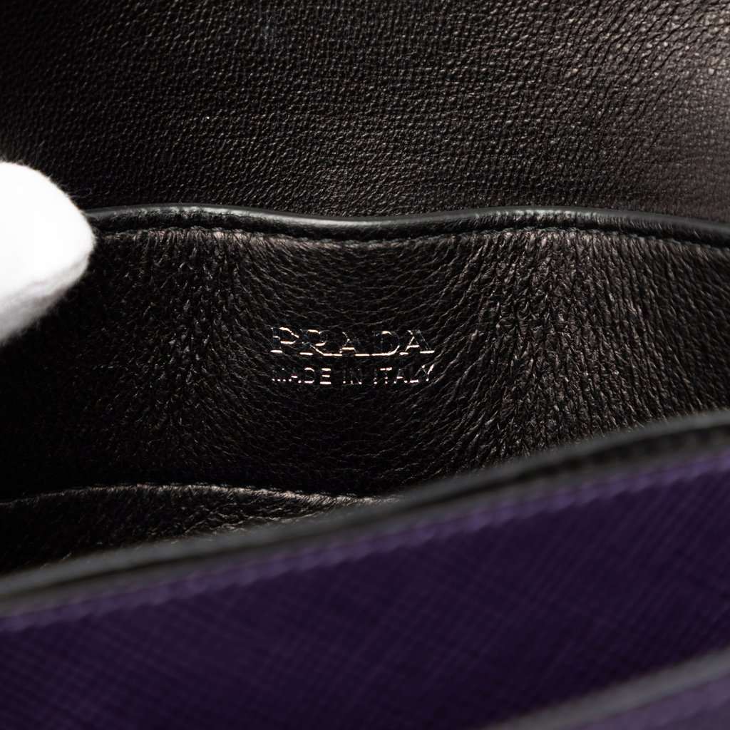 Prada Saffiano Cuir Twist Lock Chain Flap Purple Leather Very good - Box View