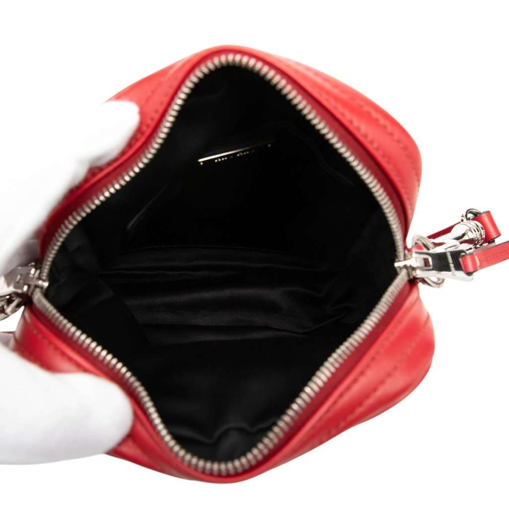Miu Miu Vitello Soft Crystal Embellished Solitaire Camera Bag Red Leather Very good condition - Model View