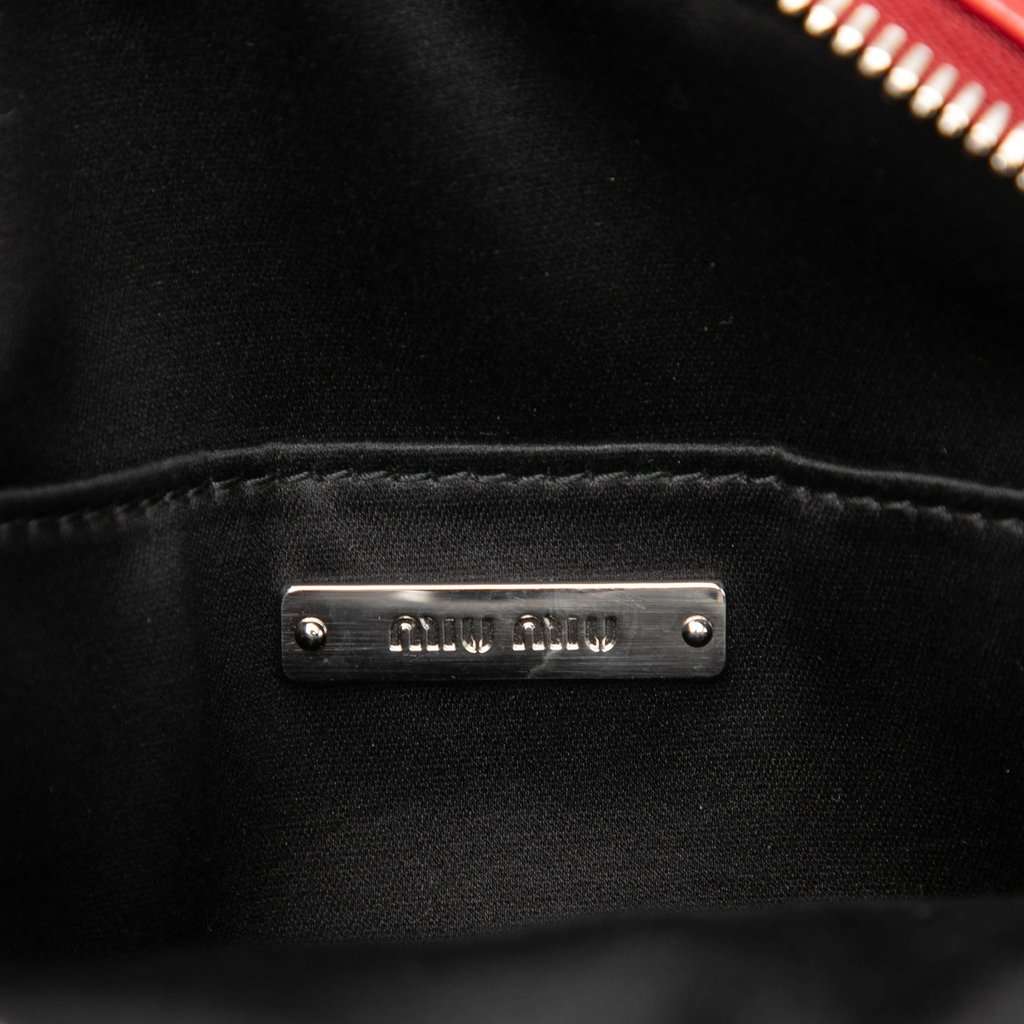 Miu Miu Vitello Soft Crystal Embellished Solitaire Camera Bag Red Leather Very good condition - Box View