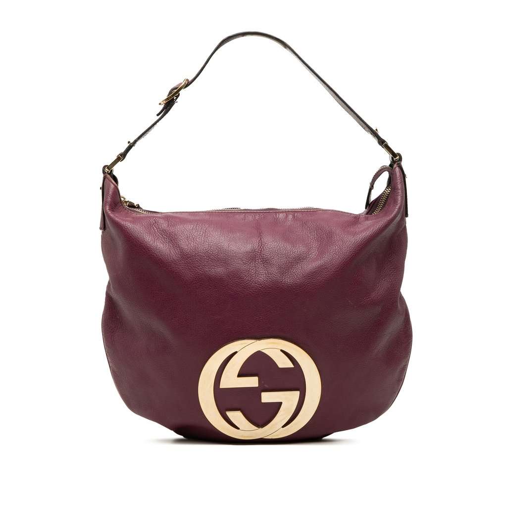 Gucci Calfskin Interlocking G Blondie Hobo Purple Leather Very good condition - Front View