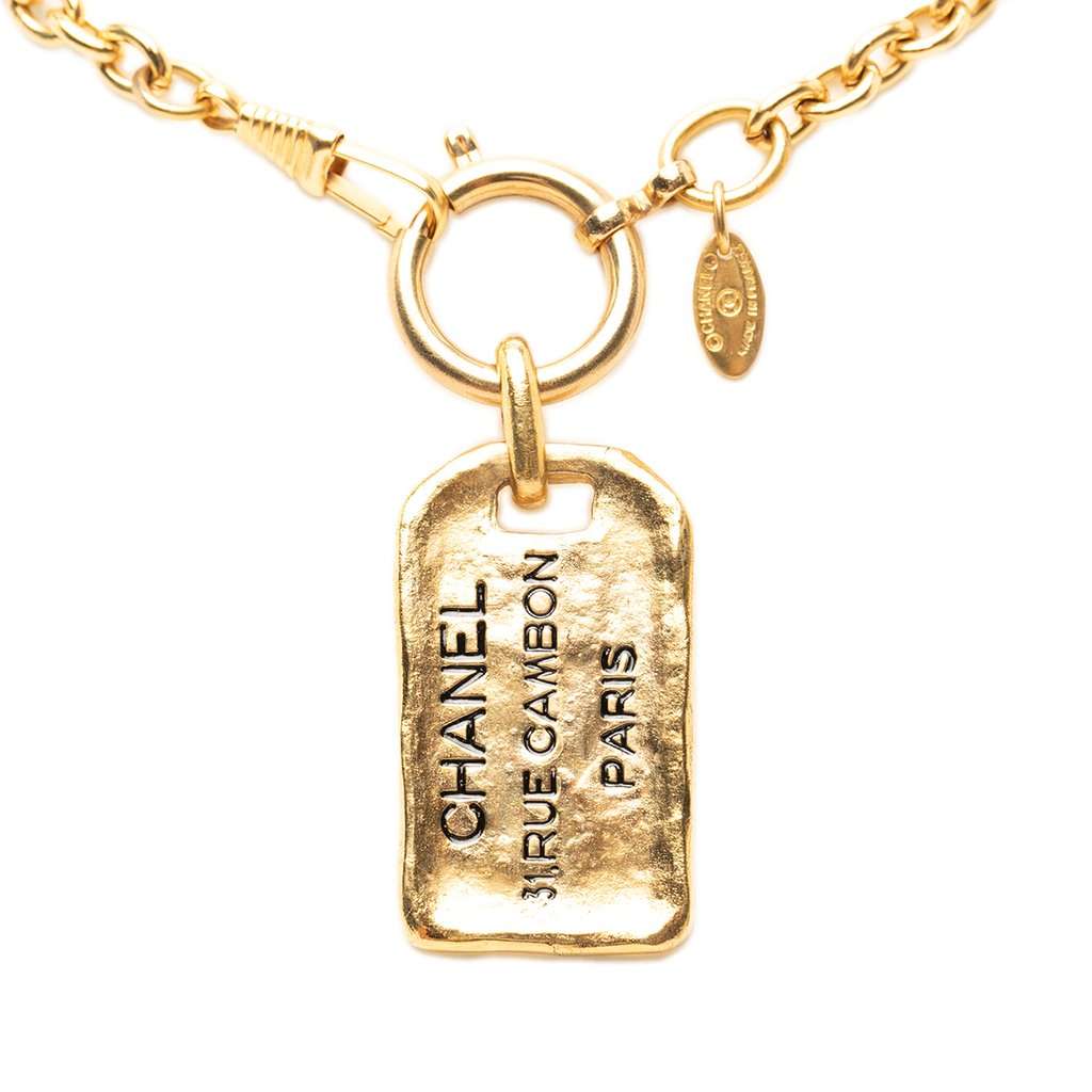 Chanel Gold Plated 31 Rue Cambon Plaque Pendant Necklace Gold Metal Very good condition - Back View