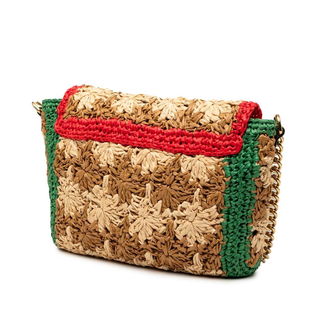 Gucci Small GG Marmont Raffia Crossbody Beige Very good condition - Back View