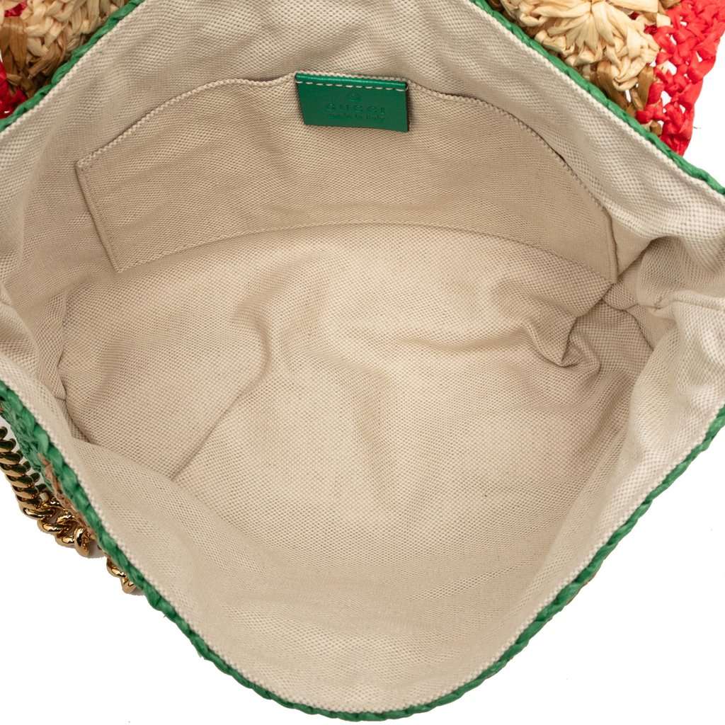Gucci Small GG Marmont Raffia Crossbody Beige Very good condition - Model View