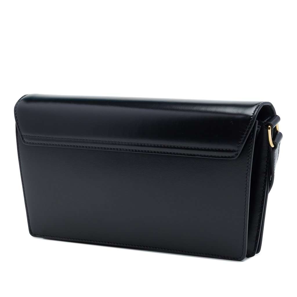 Celine Shiny Calfskin Strass Triomphe Trapeze Shoulder Bag Black Leather Very good condition - Back View