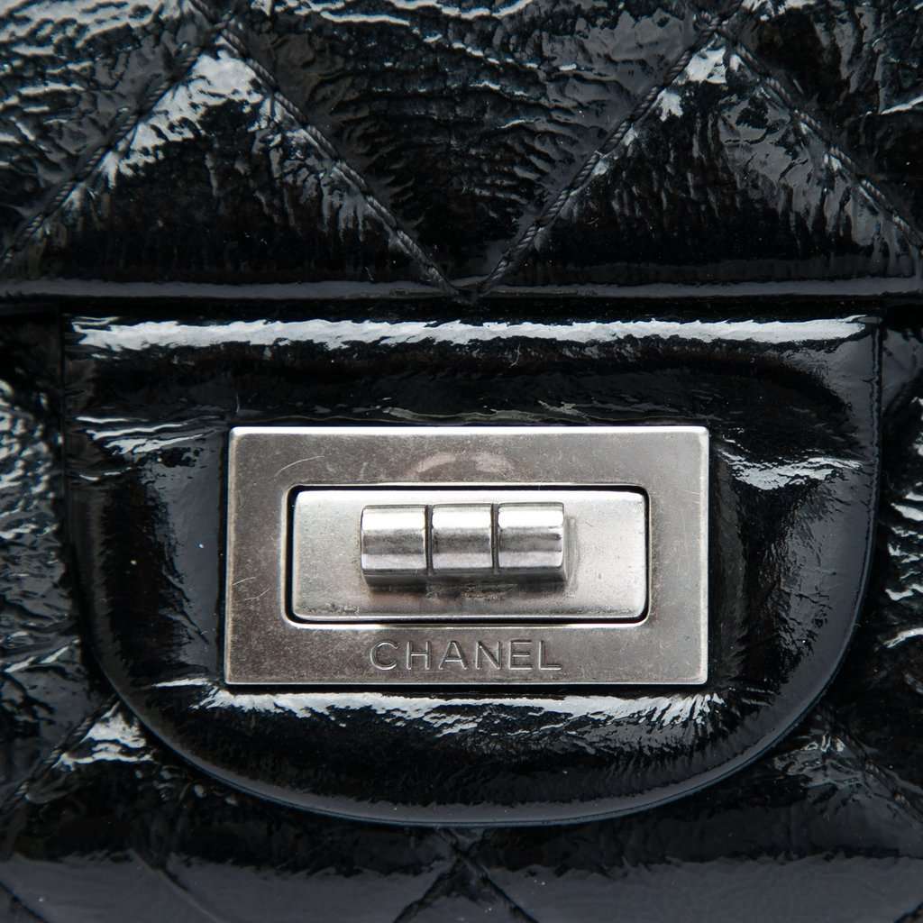 Chanel Quilted Crinkled Patent Reissue 2.55 Double Flap 227 Black Leather Very good condition - Box View