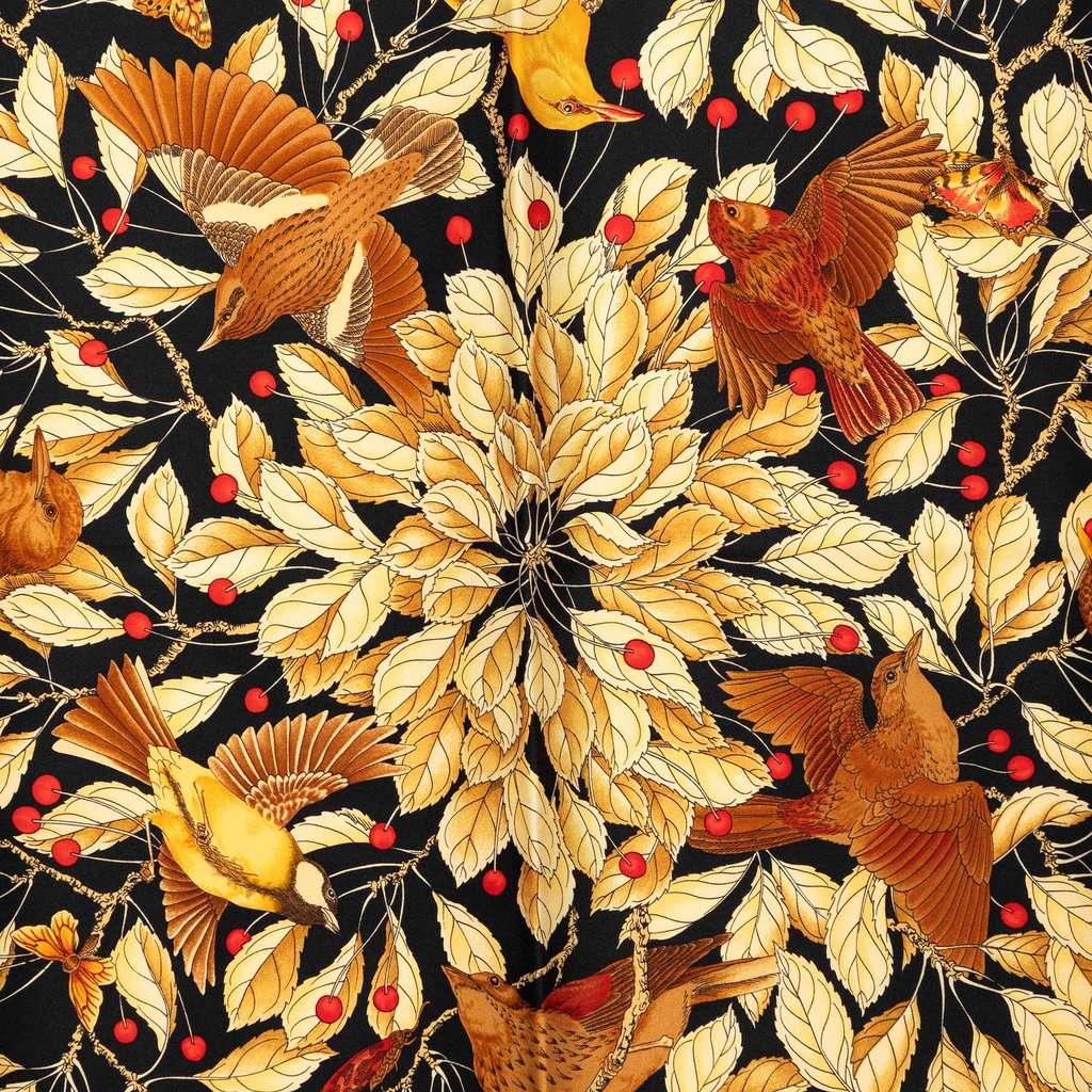 Hermès Les Merises Silk Scarf 90 Black Very good condition - Back View