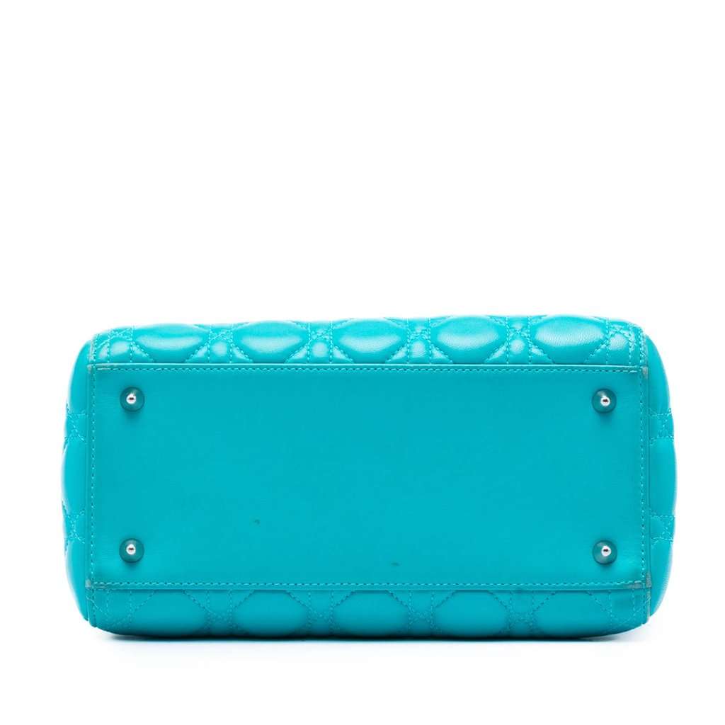 Dior Medium Lambskin Cannage Lady Dior Blue Leather Very good - Inside View