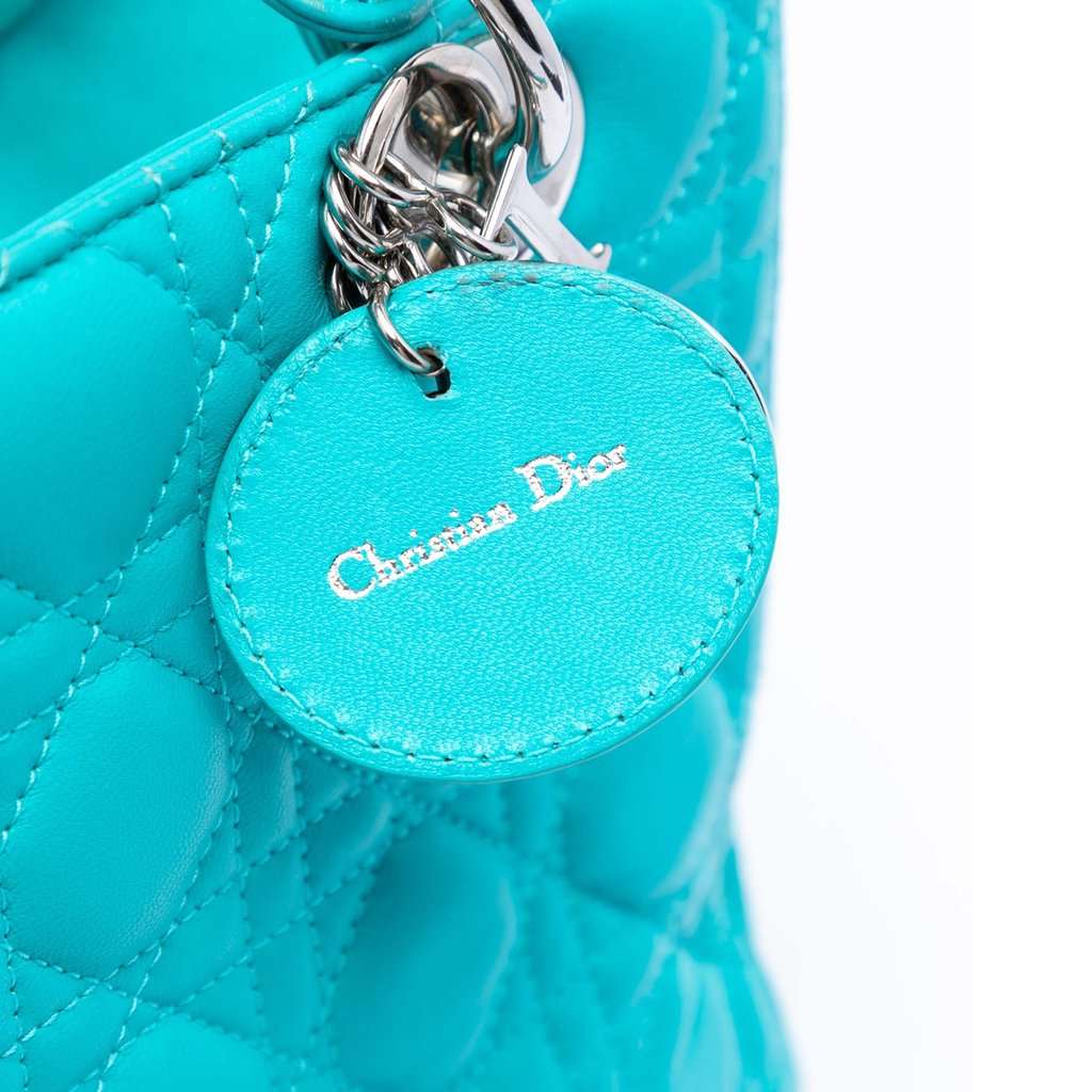 Dior Medium Lambskin Cannage Lady Dior Blue Leather Very good - Box View