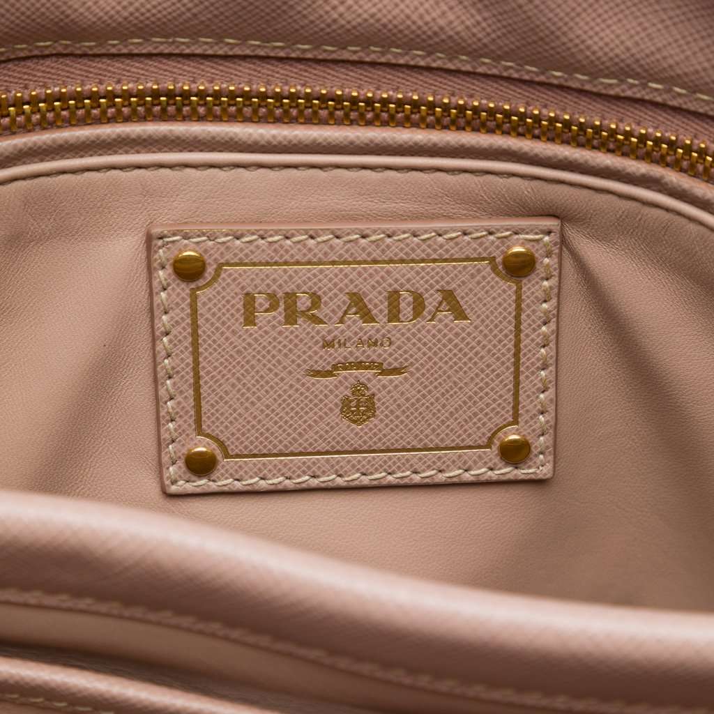 Prada Saffiano Lucido Top Handle Frame Tote Brown Leather Very good - Box View