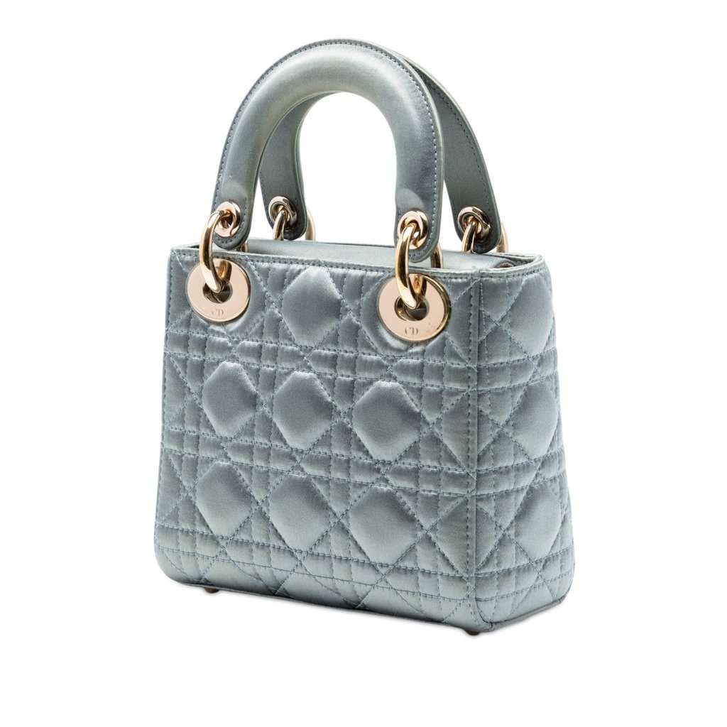 Dior Mini Satin Cannage Swarovski Crystal Lady Dior Grey Very good condition - Back View