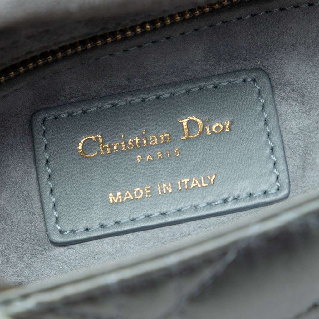 Dior Mini Satin Cannage Swarovski Crystal Lady Dior Grey Very good condition - Box View