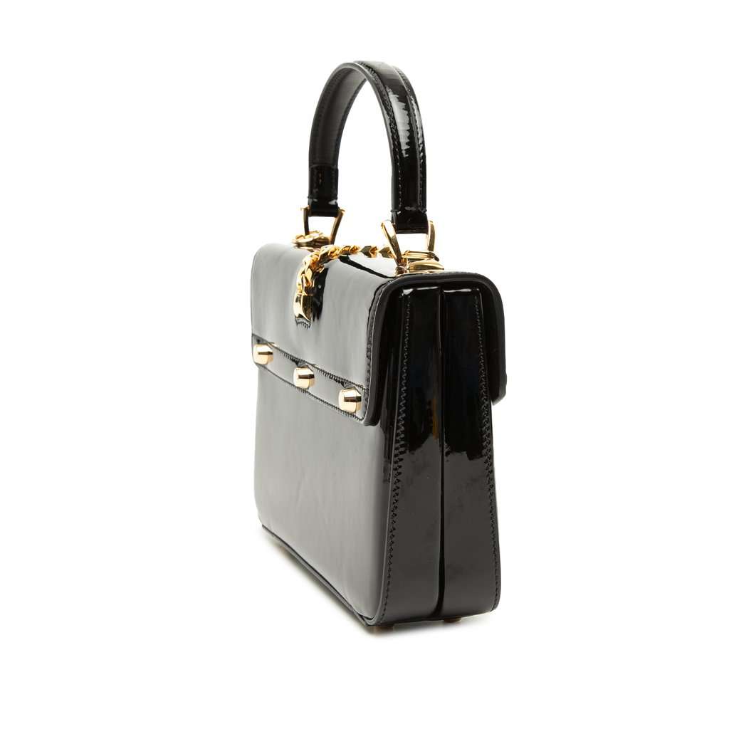 Gucci Mini Patent Sylvie 1969 Top Handle Bag Black Leather Very good - Back View