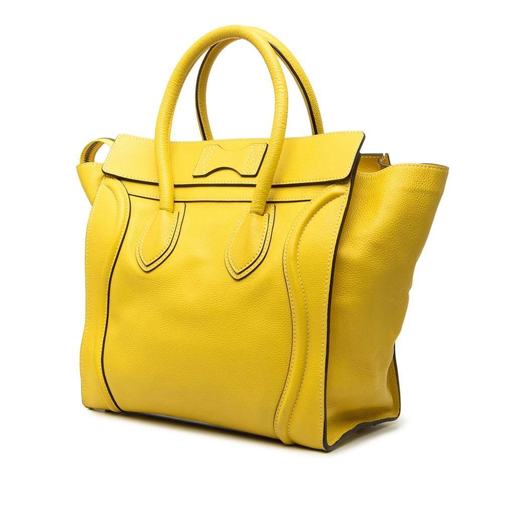 Celine Micro Leather Luggage Tote Yellow Leather Very good - Back View
